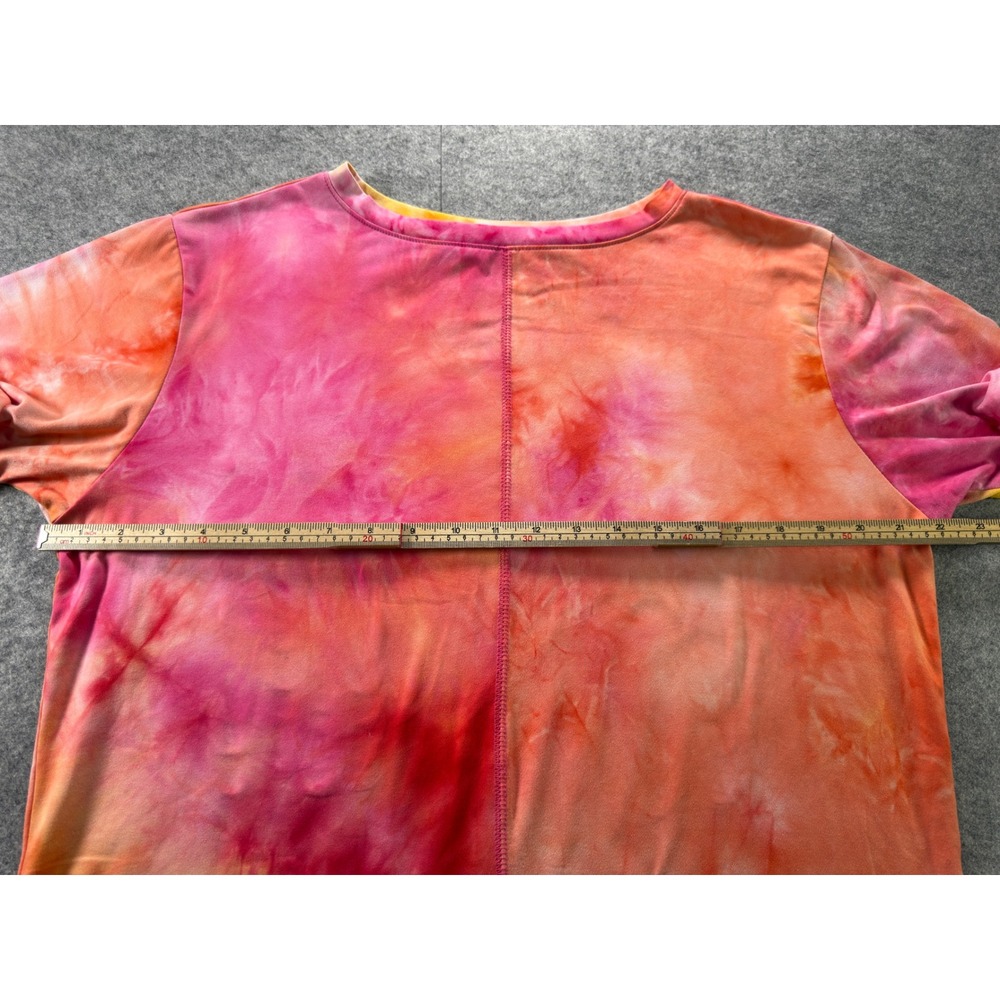 Zella Tie-Dye T-Shirt Womens XL Pink Orange Short Sleeve Athleisure Tee - Picture 5 of 9